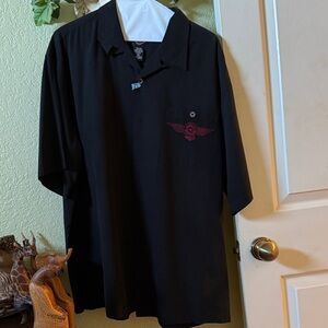 Harley-Davidson Black and Red Casual Button Down Shirts